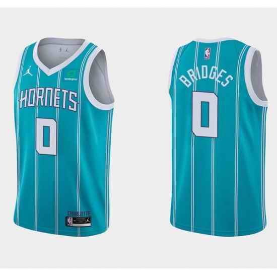 Men Charlotte Hornets #0 Miles Bridges Aqua Stitched Basketball Jersey