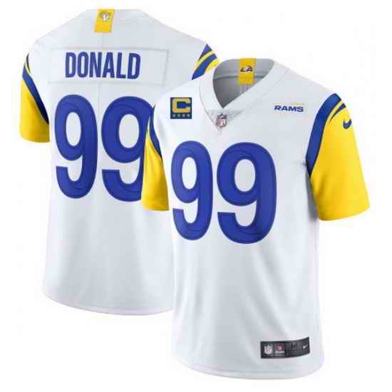 Men Los Angeles Rams 99 Aaron Donald 2022 White With #4 Star C Patch Vapor Untouchable Limited Stitched Jersey