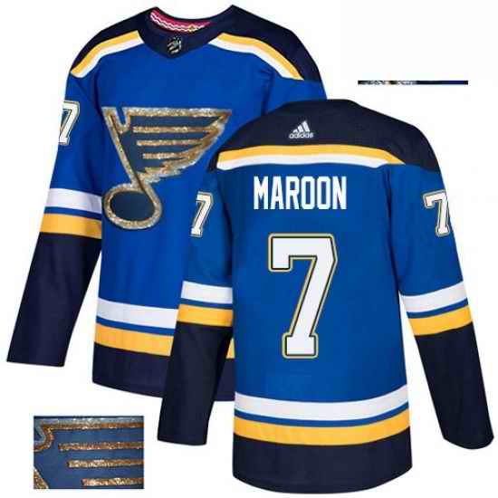 Mens Adidas St Louis Blues #7 Patrick Maroon Authentic Royal Blue Fashion Gold NHL Jersey