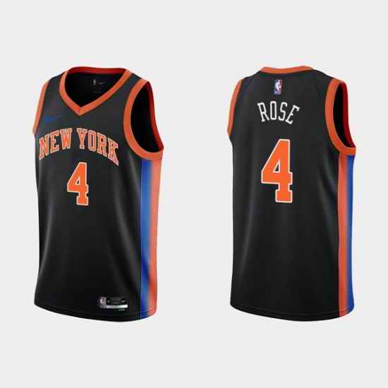 Men New Yok New York Knicks #4 Derick Rose 2022 23 Black City Edition Stitched Basketball Jersey