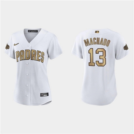 Women San Diego Padres #13 Manny Machado 2022 All Star White Stitched Baseball Jersey