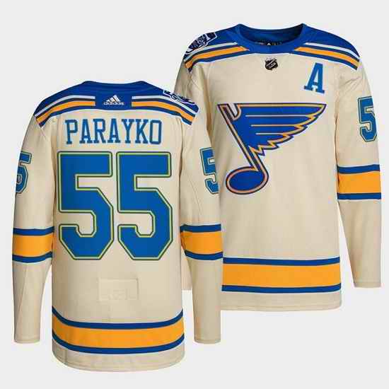 Men St  Louis Blues #55 Colton Parayko Cream 2022 Winter Classic Stitched jersey