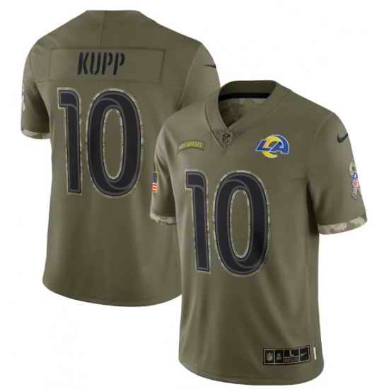 Men Los Angeles Rams #10 Cooper Kupp Olive 2022 Salute To Service Limited Stitched Jersey