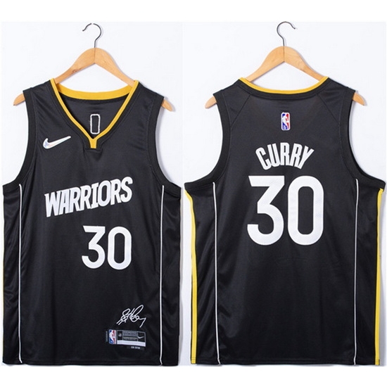 Men Golden State Warriors #30 Stephen Curry Black 75th Anniversary Stitched Jersey