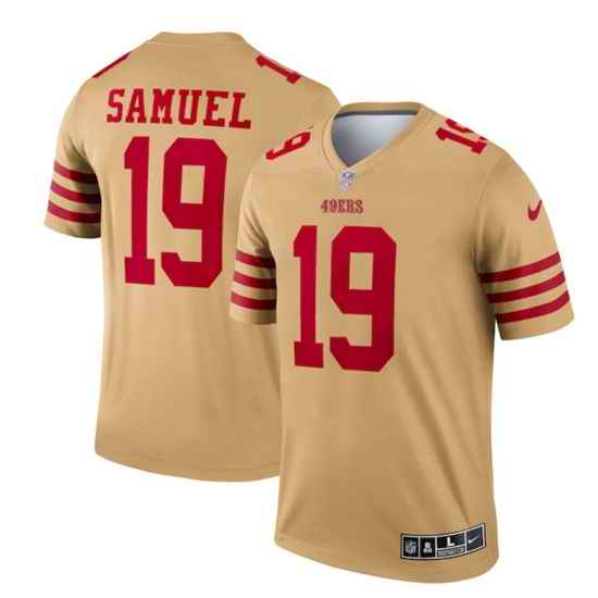 Men San Francisco 49ers #19 Deebo Samuel 2022 New Gold Inverted Legend Stitched Football Jersey