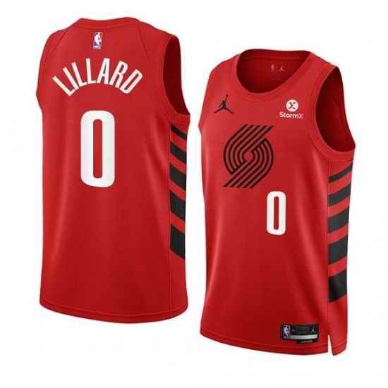 Men Portland Trail Blazers #0 Damian Lillard 2022 23 Red Statement Edition Swingman Stitched Basketball Jersey
