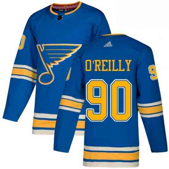 Mens Adidas St Louis Blues #90 Ryan OReilly Blue Alternate Authentic Stitched NHL Jerse