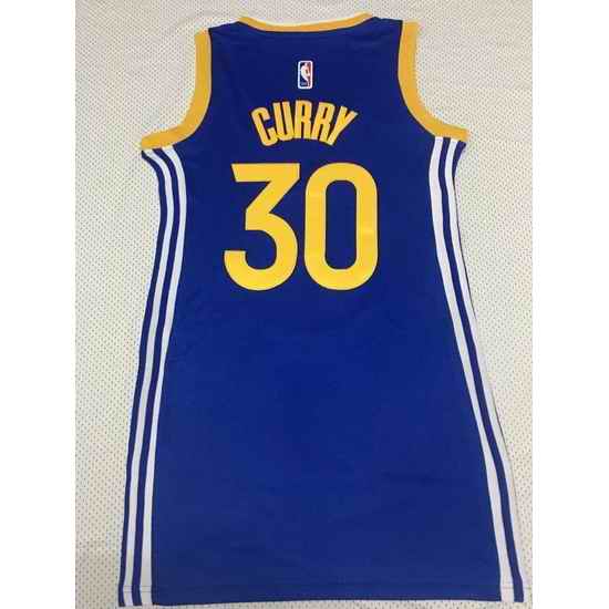 Women Golden Warriors #30 Stephen Curry Dress Stitched Jersey Blue II