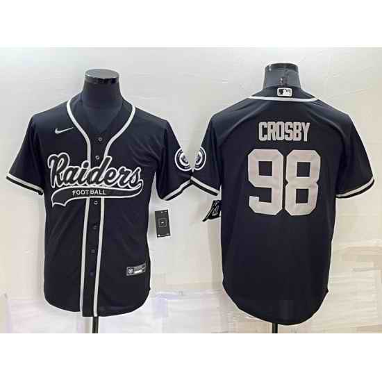 Men Las Vegas Raiders #98 Maxx Crosby Black Cool Base Stitched Baseball Jersey