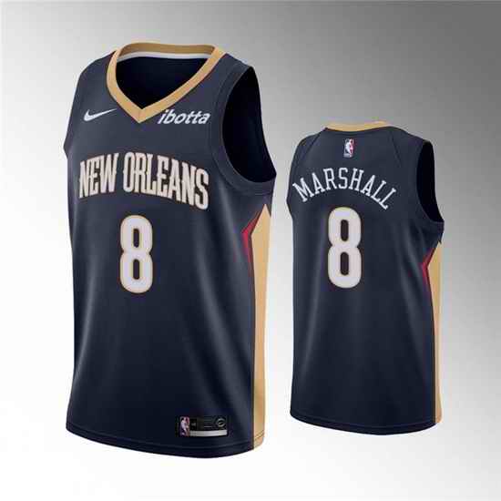Men New Orleans Pelicans #8 Naji Marshall Navy Icon Edition Stitched Jersey
