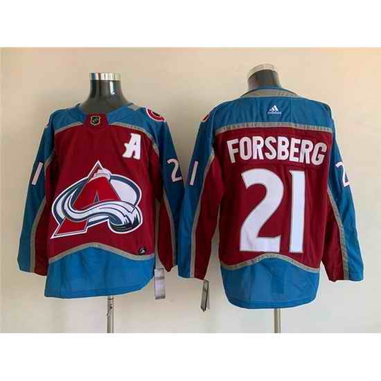 Men Colorado Avalanche #21 Peter Forsberg Burgundy Stitched Jersey