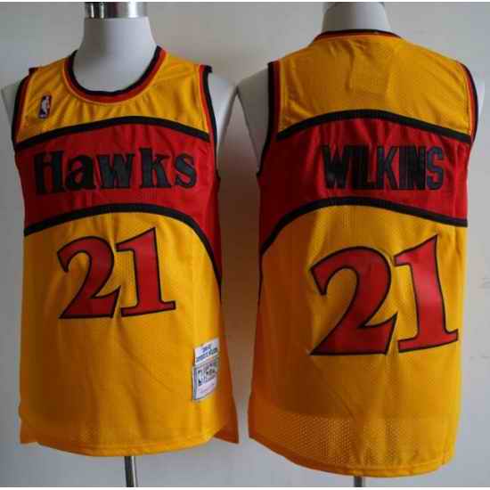 Atlanta Hawks #21 Dominique Wilkins Orange 1986 87 Hardwood Classics Jersey