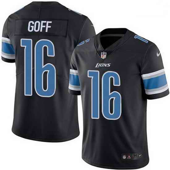 Youth Detroit Lions #16 Jared Goff Black Men Stitched NFL Limited Rush Jersey