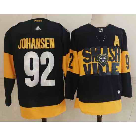 Men Nashville Predators #92 Ryan Johansen Black 2022 Stadium Series adidas Stitched NHL Jersey