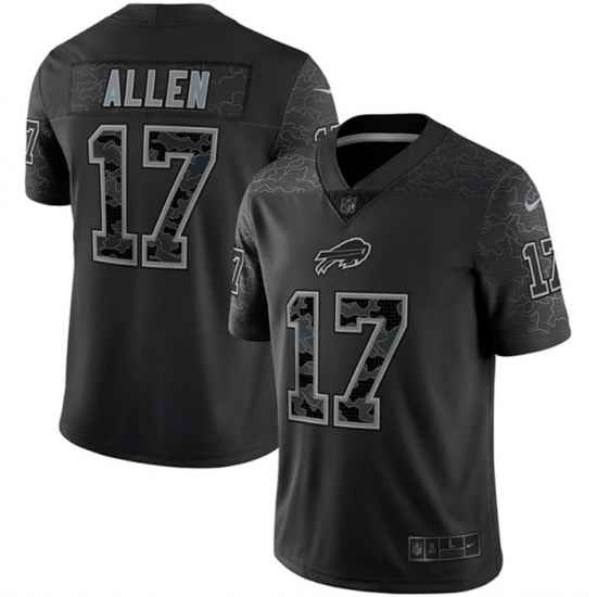 Men Buffalo Bills #17 Josh Allen Black Reflective Limited Stitched Football Jersey