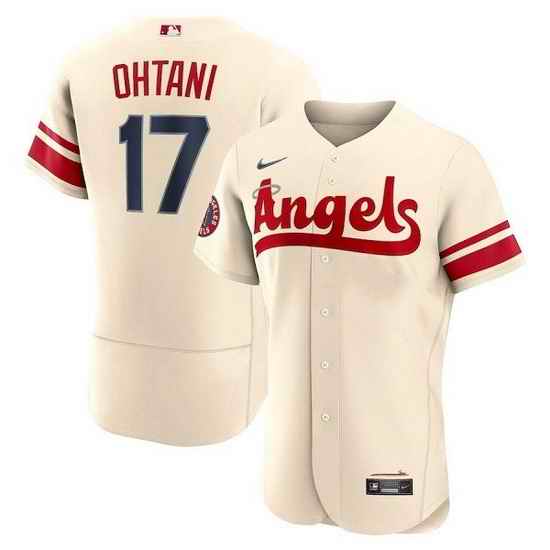 Men Los Angeles Angels #17 Shohei Ohtani 2022 Cream City Connect Flex Base Stitched Jersey