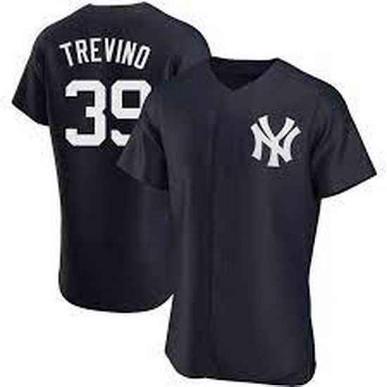 Men Nike New York Yankees #39 Jose Trevino Black Cool base Stitched MLB Jersey