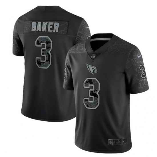Men Arizona Cardinals #3 Budda Baker Black Reflective Limited Stitched Football Jersey
