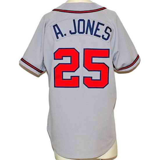 Men Nike Atlanta Braves #25 Andruw Jones White Gray Base Stitched Jersey
