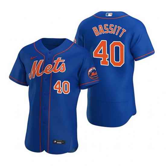 Men New York Mets #40 Chris Bassitt Royal Flex Base Stitched jersey