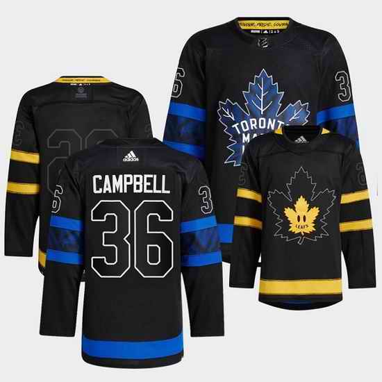 Men Toronto Maple Leafs Black #36 Jack Campbell Alternate Premier Breakaway Reversible Stitched jersey