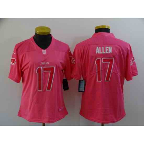 Women Buffalo Bills #17 Josh Allen Pink Fashion Stitched NFL Jersey