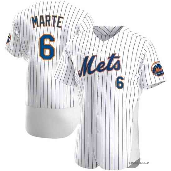 Men Nike New York Mets #6 Starling Marte White Flex Base Stitched MLB Jersey