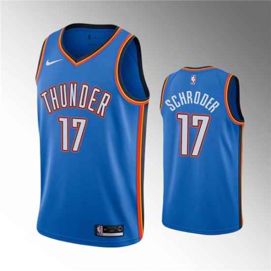 Men Oklahoma City Thunder #17 Dennis Schroder Blue Stitched Basketball Jersey