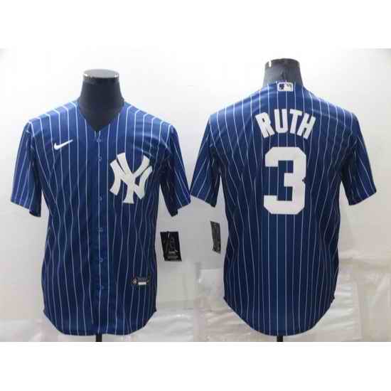 Men New York Yankees #3 Babe Ruth Navy Cool Base Stitched Jerse