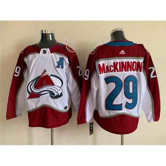 Men Colorado Avalanche #29 Nathan MacKinnon White Stitched Jersey