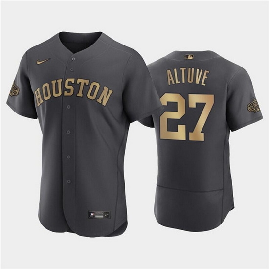 Men Houston Astros #27 Jose Altuve 2022 All Star Charcoal Flex Base Stitched Baseball Jersey