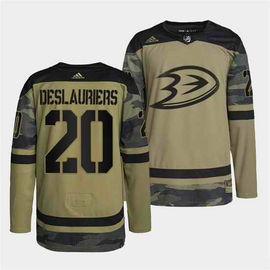 Men Anaheim Ducks #20 Nicolas Deslauriers 2022 Camo Military Appreciation Night Stitched jersey