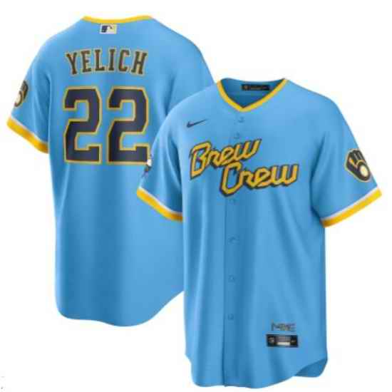 Men's Milwaukee Brewers #22 Christian Yelich 2022 City Connect Edition Jersey