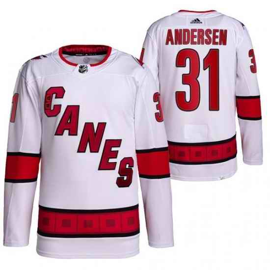 Men Carolina Hurricanes #31 Frederik Andersen White Stitched Jersey