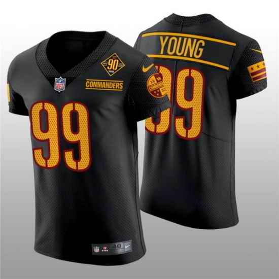 Men Washington Commanders #99 Chase Young 90th Anniversary Black Elite Stitched Jersey