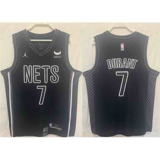 Men Brooklyn Nets #7 Kevin Durant Black Stitched Basketball Jersey