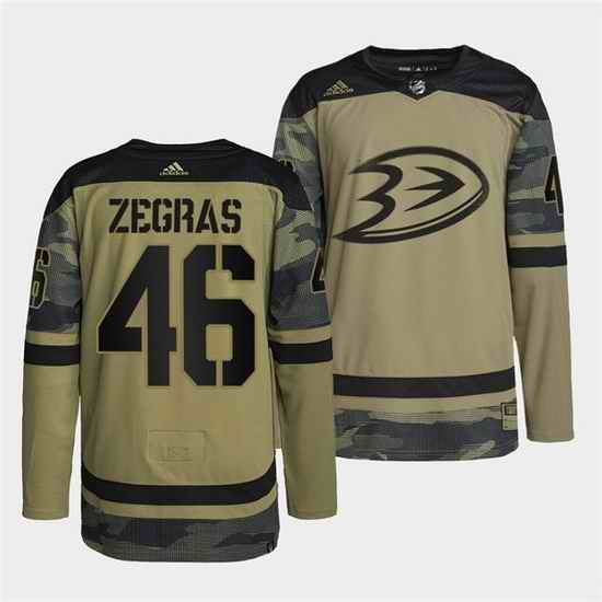 Men Anaheim Ducks #46 Trevor Zegras 2022 Camo Military Appreciation Night Stitched jersey