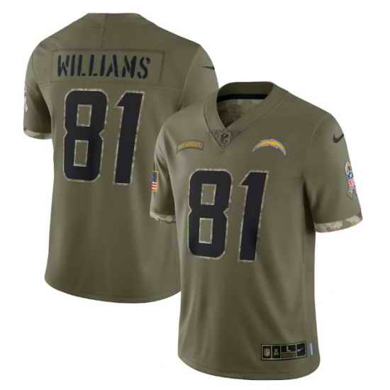 Men Los Angeles Chargers #81 Mike Williams Olive 2022 Salute To Service Limited Stitched Jersey