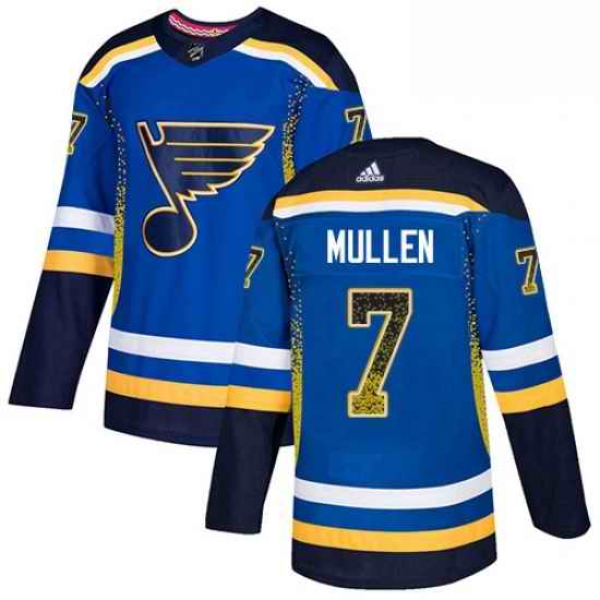 Mens Adidas St Louis Blues #7 Joe Mullen Authentic Blue Drift Fashion NHL Jersey