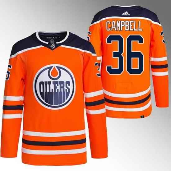 Men Edmonton Oilers #36 Jack Campbell Orange Stitched Jersey