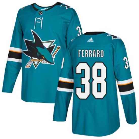 Men San Jose Sharks #38 Mario Ferraro Adidas Home Authentic Teal Jersey