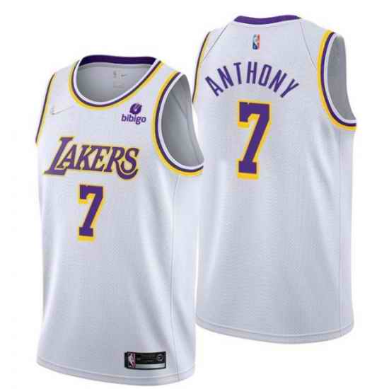 Men Los Angeles Lakers #7 Carmelo Anthony White 75th Anniversary Stitched Basketball Jersey