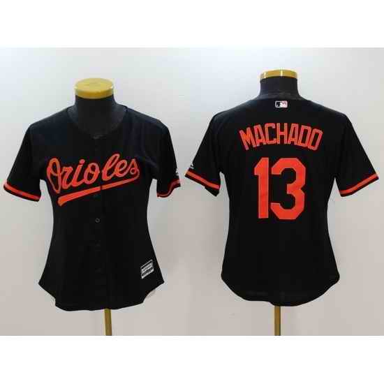 Women Baltimore Orioles #13 Manny Machado Black Cool Base Stitched Jerse