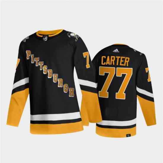 Men Pittsburgh Penguins #77 Jeff Carter 2021 2022 Black Stitched Jersey
