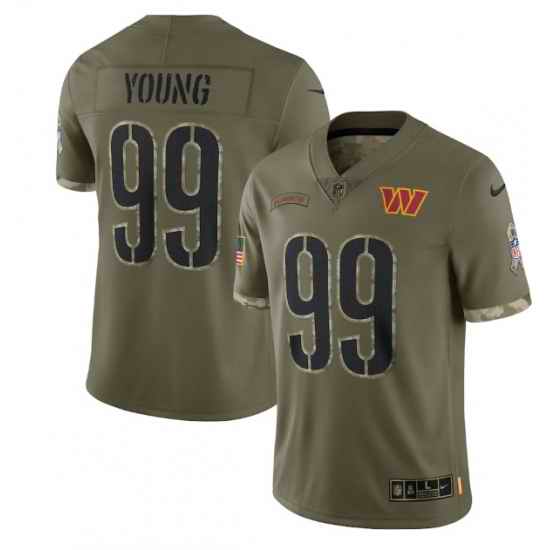 Men Washington Commanders #99 Chase Young Olive 2022 Salute To Service Limited Stitched Jersey