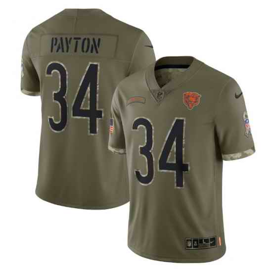 Men Chicago Bears #34 Walter Payton Olive 2022 Salute To Service Limited Stitched Jersey
