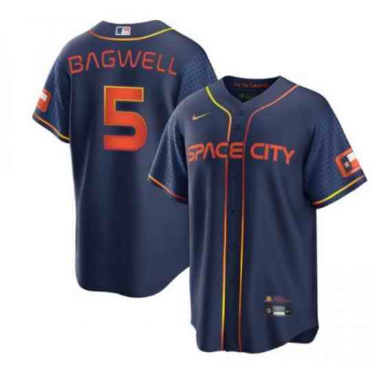 Men Houston Astros #5 Jeff Bagwell 2022 Navy City Connect Cool Base Stitched jersey