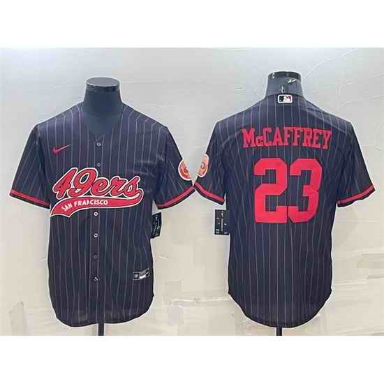 Men San Francisco 49ers #23 Christian McCaffrey Black With Patch Cool Base Stitched Baseball Jersey