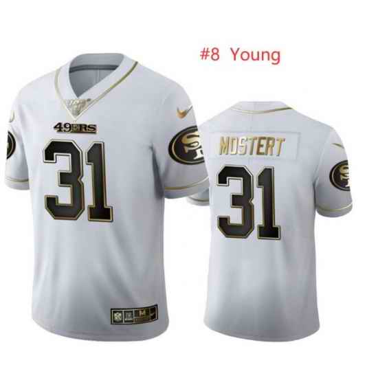 Men San Francisco 49ers #8 steve young White Gold 100th Anniversary jersey
