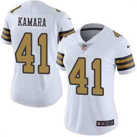 Women New Orleans Saints #41 Alvin Kamara White Color Rush Limited Stitched Jersey